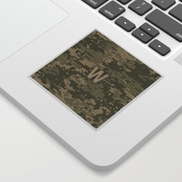 Personalized W Letter on Green Military Camouflage Army Design, Veterans Day Gift / Valentine Gift / Military Anniversary Gift / Army Birthday Gift  Sticker