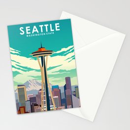 Seattle Washington Travel Poster Stationery Card