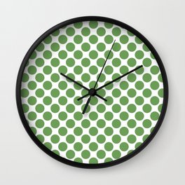 Green and White Uniform Polka Dot Pattern Pairs Coloro 2022 Popular Color Seaweed Green 062-55-25 Wall Clock