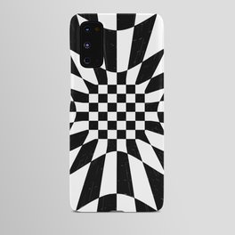 Abstract geometric infinite flower and star burst zebra pattern design in black and white Android Case