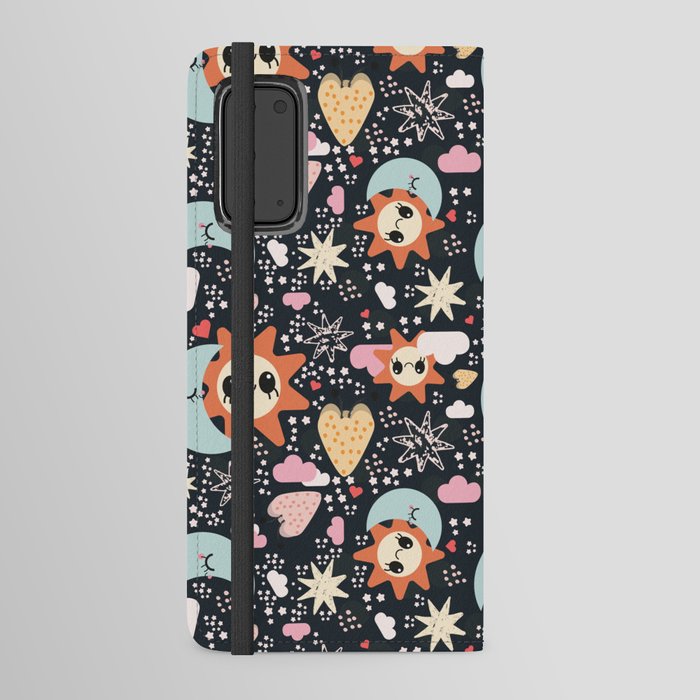 Moon and Sun Cute Design Android Wallet Case