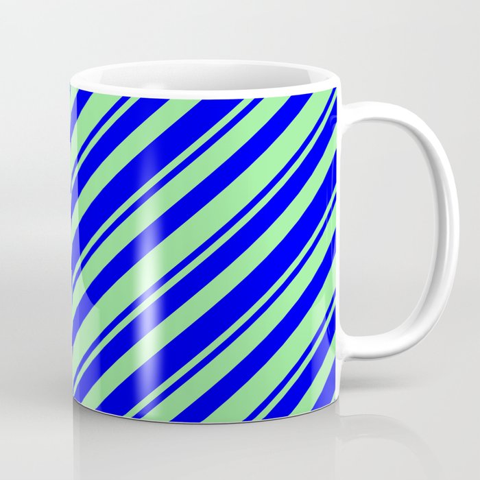 Blue & Light Green Colored Striped Pattern Coffee Mug
