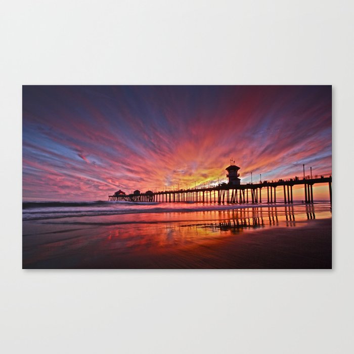 Sunset Huntington Beach Pier CA   Canvas Print