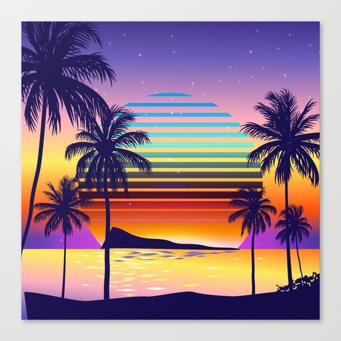 Cruisin' Sunset Synthwave Canvas Print