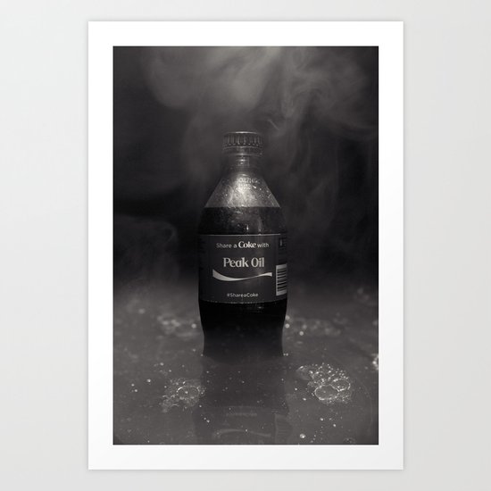 Peak Oil Coca Cola Bottle Black and White Photograph Art Print