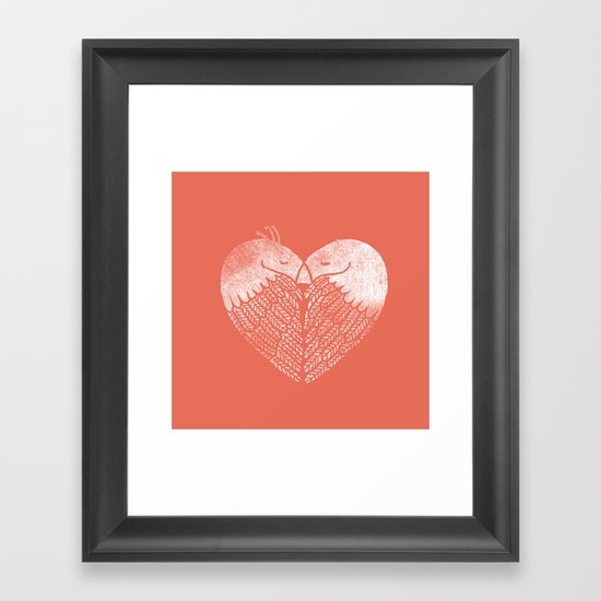 Love birds sitting on a tree Framed Art Print