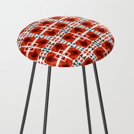 Red 3D retro heart pattern Counter Stool