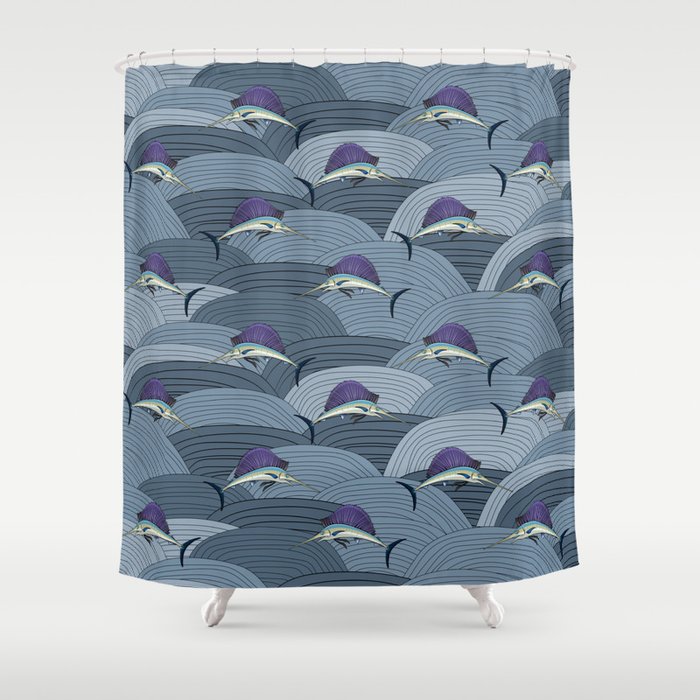 Swordfish Espadon | Pattern Art Shower Curtain