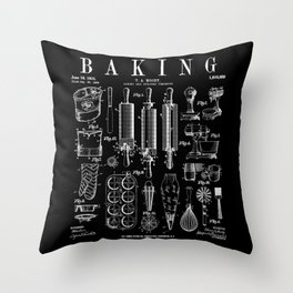 Baking Cooking Baker Pastry Chef Kitchen Vintage Patent Throw Pillow