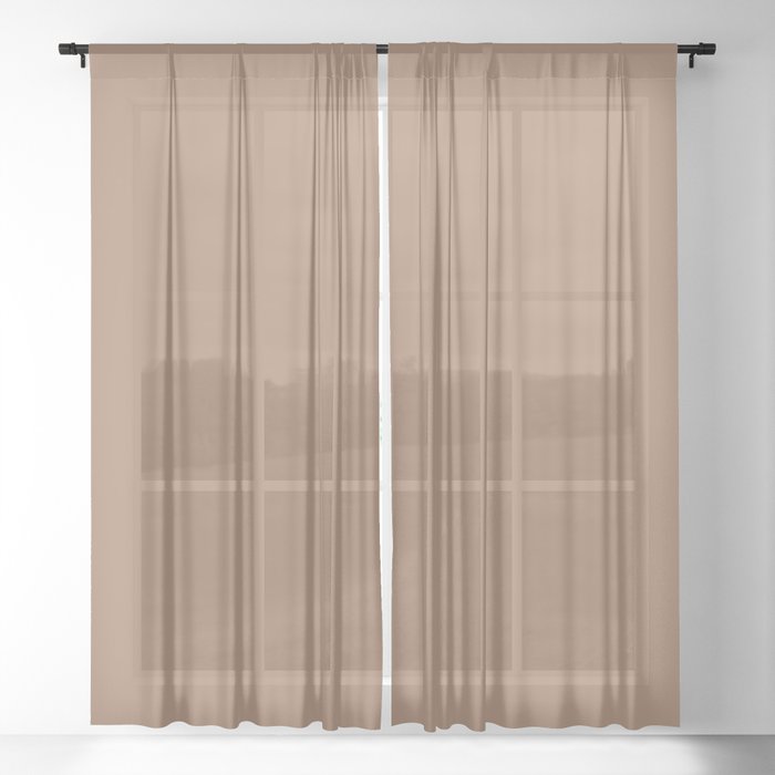 Earthy Medium Brown Solid Color Pairs Valspars 2022 Color of the Year Rustic Oak 2007-7B Sheer Curtain