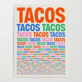 253 Tacos Poster | Vintage, Retro, Mexican, Cafe, Quotes, Words, Color, Colorful, Tacos, Saying 