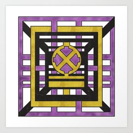 Predicta - Minimal Purple & Gold Geometric Abstract Art Print