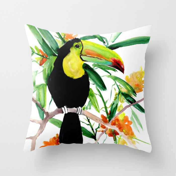 Toucan, Tropical Art, tropics Throw Pillow