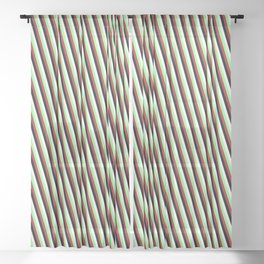 [ Thumbnail: Green, Brown, Black & White Colored Stripes Pattern Sheer Curtain ]