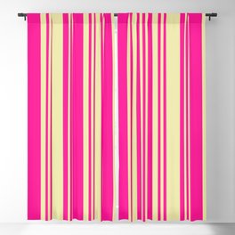 [ Thumbnail: Deep Pink and Pale Goldenrod Colored Lines/Stripes Pattern Blackout Curtain ]