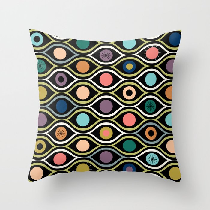 All Eyes Are On You - colourful abstract eyes on black Throw Pillow