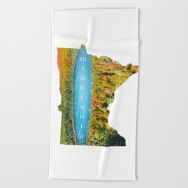 Map of Minnesota | Autumn Forest and Lake Beach Towel