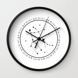 Gemini Zodiac | Black & White Circle Wall Clock