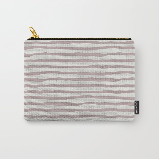 Simply Shibori Stripes Clay Pink on Lunar Gray Carry-All Pouch