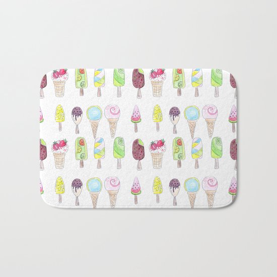 Watercolor. Ice cream . i Bath Mat