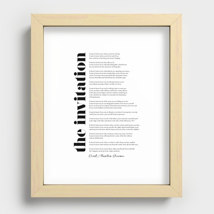 The Invitation by Oriah Mountain Dreamer Recessed Framed Print