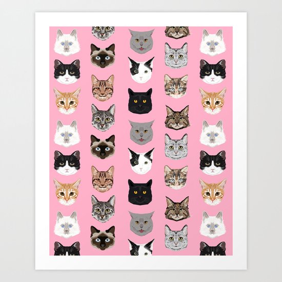 Cute Cat breed faces smiling kitten must have gifts for cat lady cat man cat lover unique pets Art Print