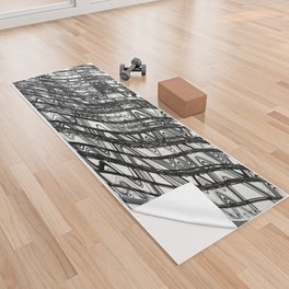 Wavy Black And White Line Art  Yoga Towel