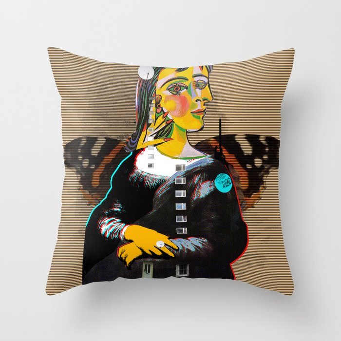 Mona Dora Lisa Maar Collage 1 Throw Pillow