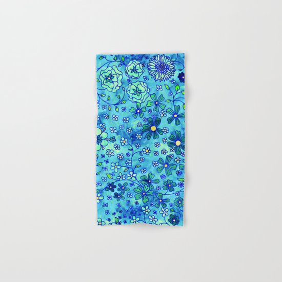 Greenish Yellow Small Flowers Hand & Bath Towel