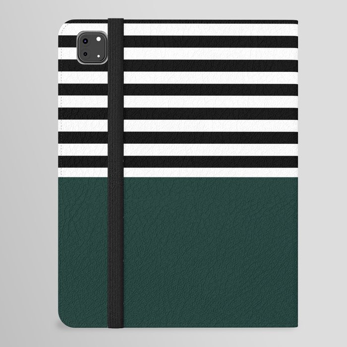 Deep Cyan With Black and White Stripes iPad Folio Case
