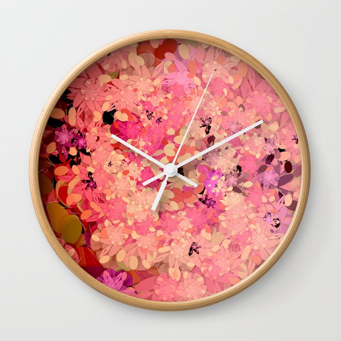 Two Different Worlds -- Floral Pattern Wall Clock