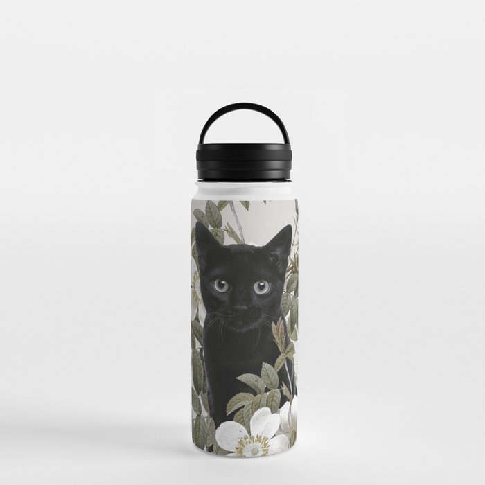 Cat With Flowers Water Bottle