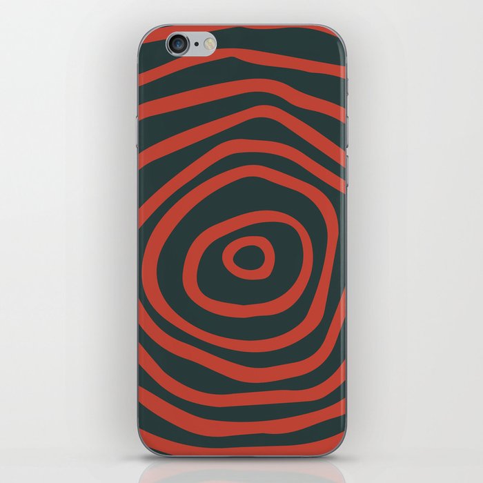 Mid Century Modern Abstract Spiral Art - Outer Space and Watermelon Red iPhone Skin