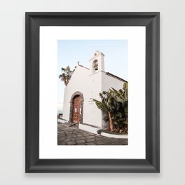 White Tropical Church Art Print | Canary Islands Tenerife Summer Photo | Spain Travel Photography Framed Art Print