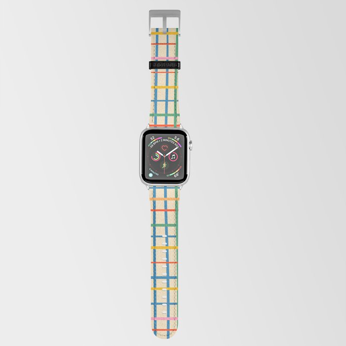 Irregular Plaid Pattern in Rainbow Pop Colors Apple Watch Band