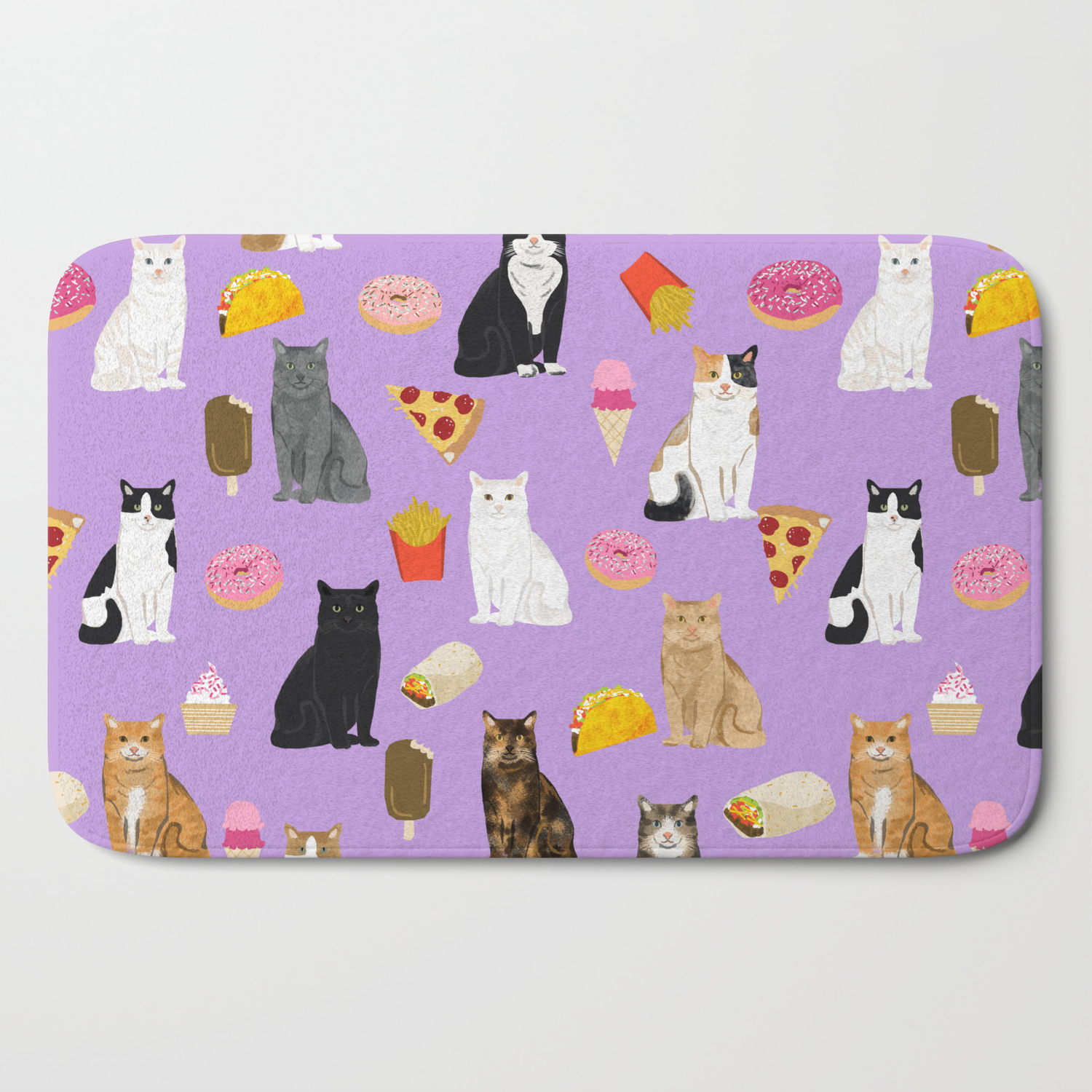 Cat Breeds Junk Food Pizza French Fries Food With Cats Gifts Ice