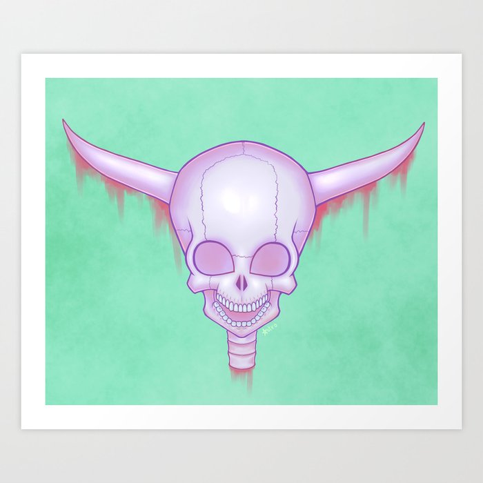 Pastel Alien Skull Art Print