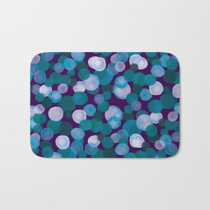 Watercolor Night Dots, Dark Blue violet Palette Bath Mat