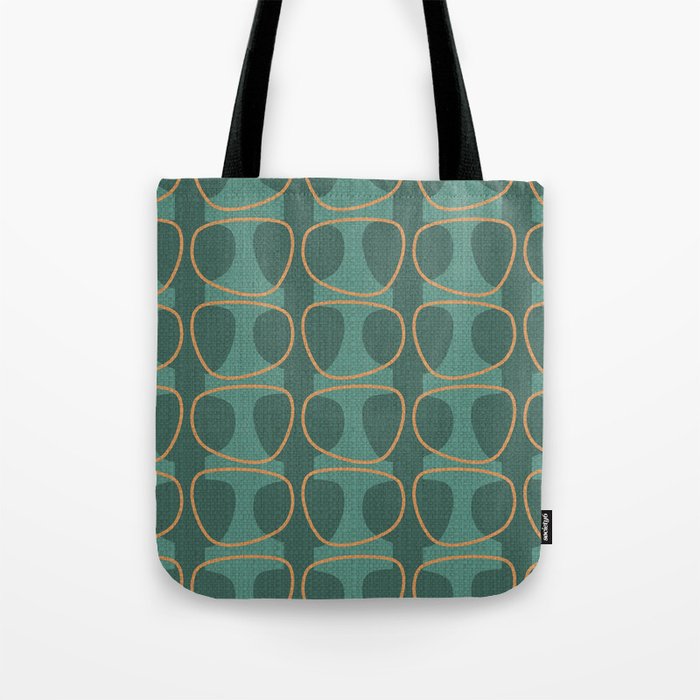 Teal and Orange Mid Century Modern Abstract Ovals Tote Bag