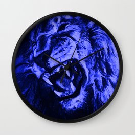 Panthera Leo Carboneum - Blue Wall Clock