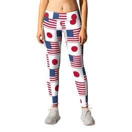 Mix of flag : USA and Japan Leggings