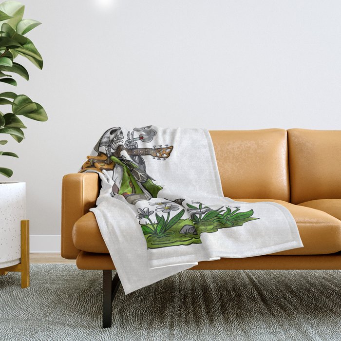Skeleton Hippie Stoner Throw Blanket by Nikolay Todorov Society6