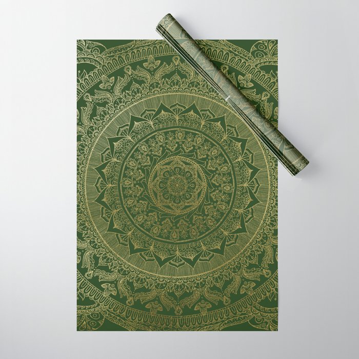 Mandala Royal - Green and Gold Wrapping Paper