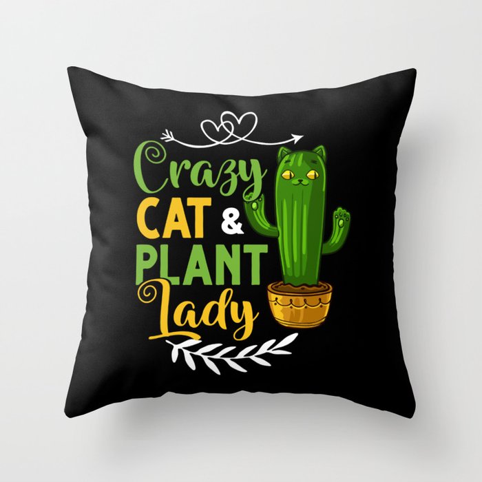 Catcus Cactus Cat Succulent Plant Kitten Flower Throw Pillow