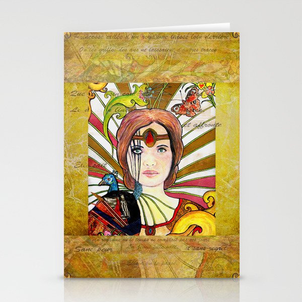 La jeune fille au paon (the peacock maiden) Stationery Cards