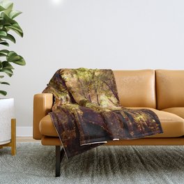 Forest of the Fairies Golden Leaves Throw Blanket