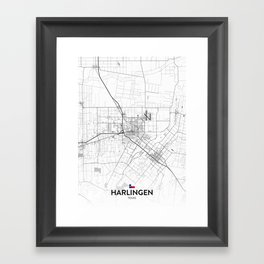 Harlingen, Texas, United States - Light City Map Framed Art Print