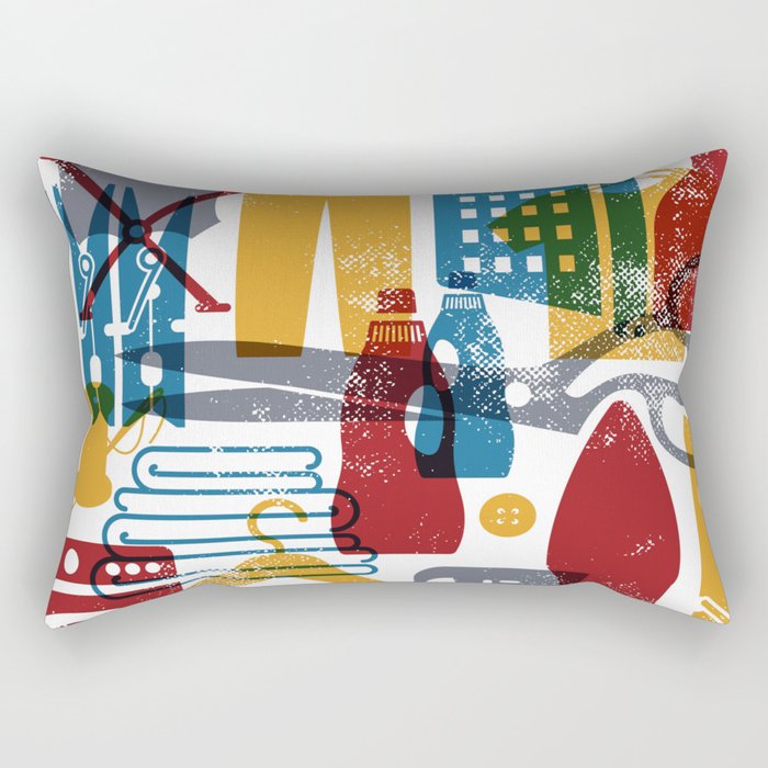 Laundry Art Vintage Colors Rectangular Pillow