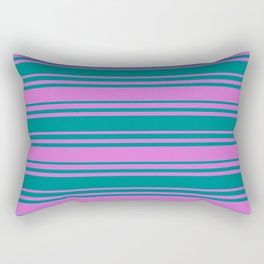 [ Thumbnail: Orchid and Dark Cyan Colored Stripes/Lines Pattern Rectangular Pillow ]