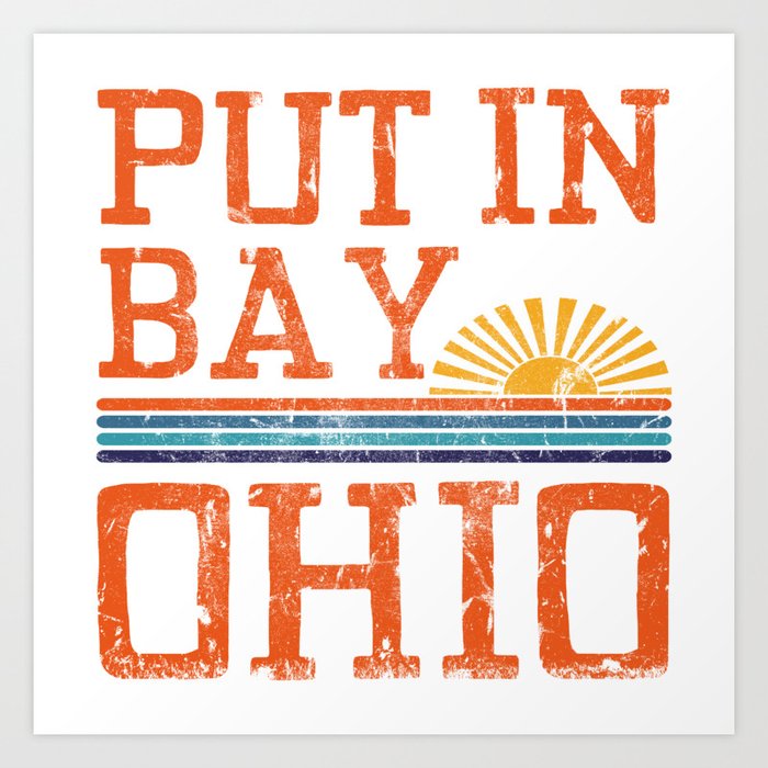 Put In Bay Ohio Retro Sunset Lake Erie Great Lakes Vintage Print Art Print
